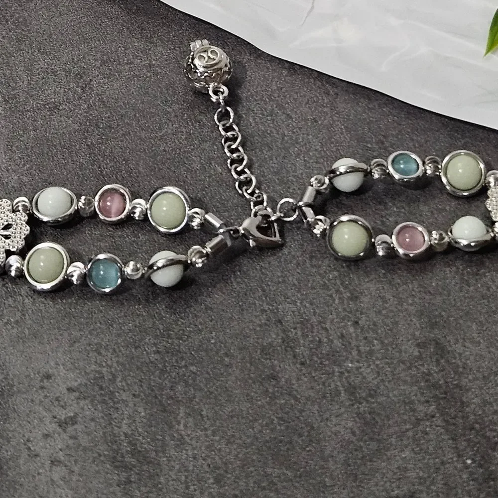Luminous Beaded Bracelet Watchband SILVER 20mm SAMSUNG ANDROID NEW FANCY BANDS